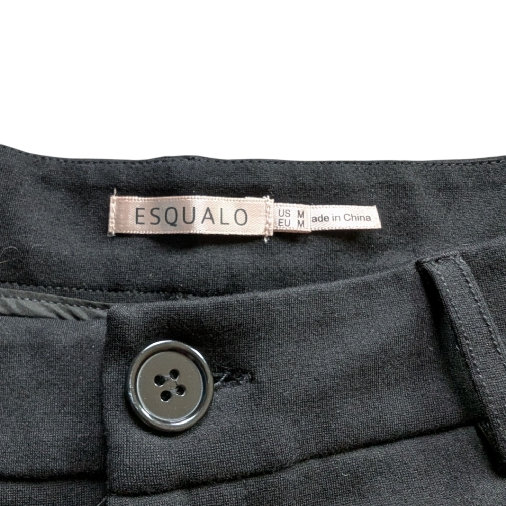 Esqualo Trouser Pants Women Medium Black Straight Leg Stretch - Picture 9 of 12